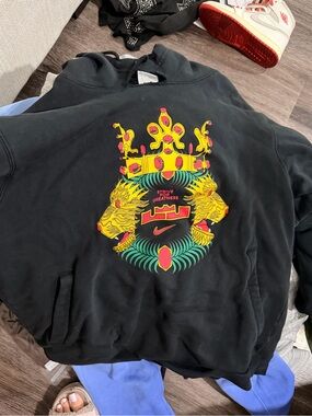 Nike LeBron Strive for Greatness Black Hoodie with Yellow, Red Teal 👑